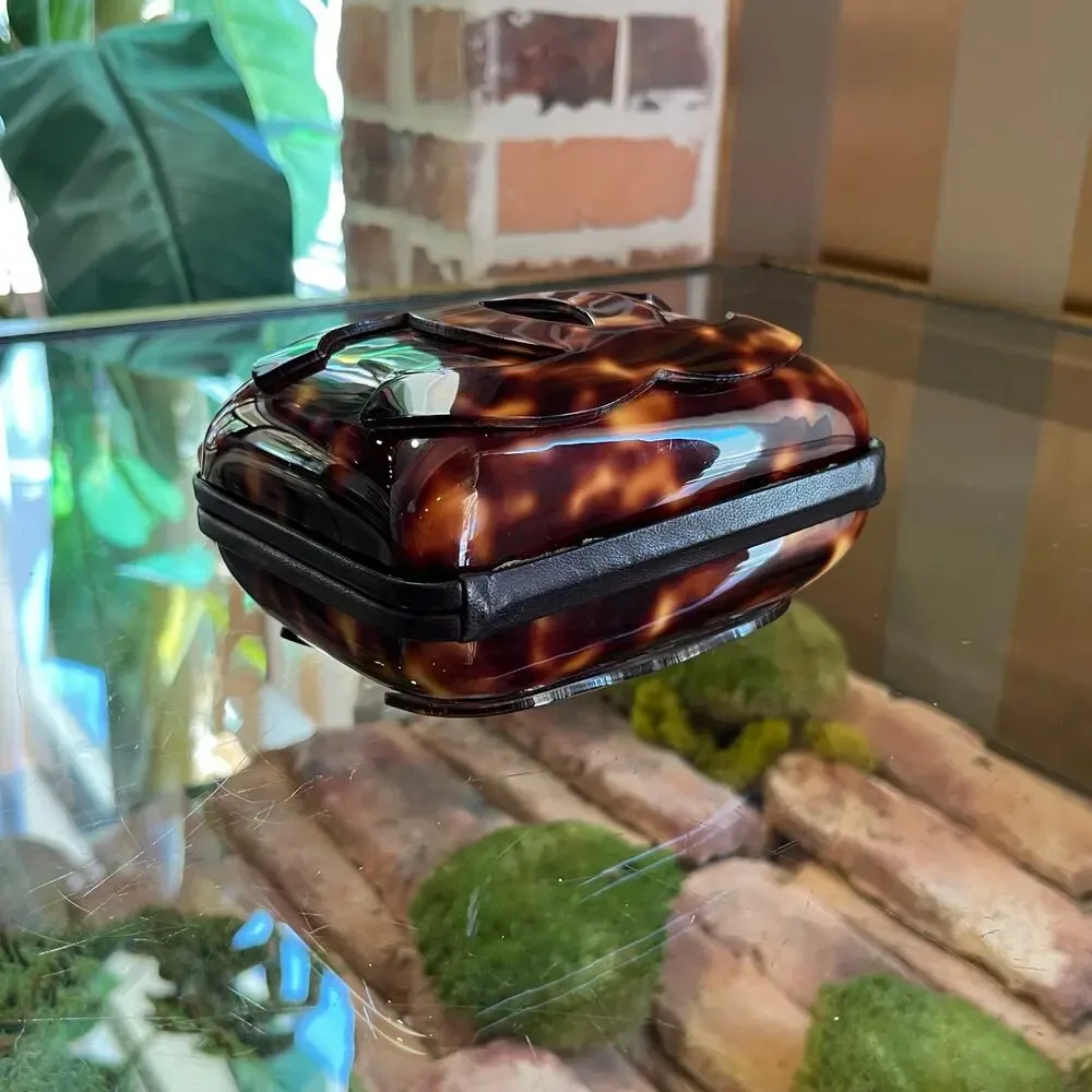 CHANEL Vintage Brown Tortoise Shell Interlocking CC Clutch Bag